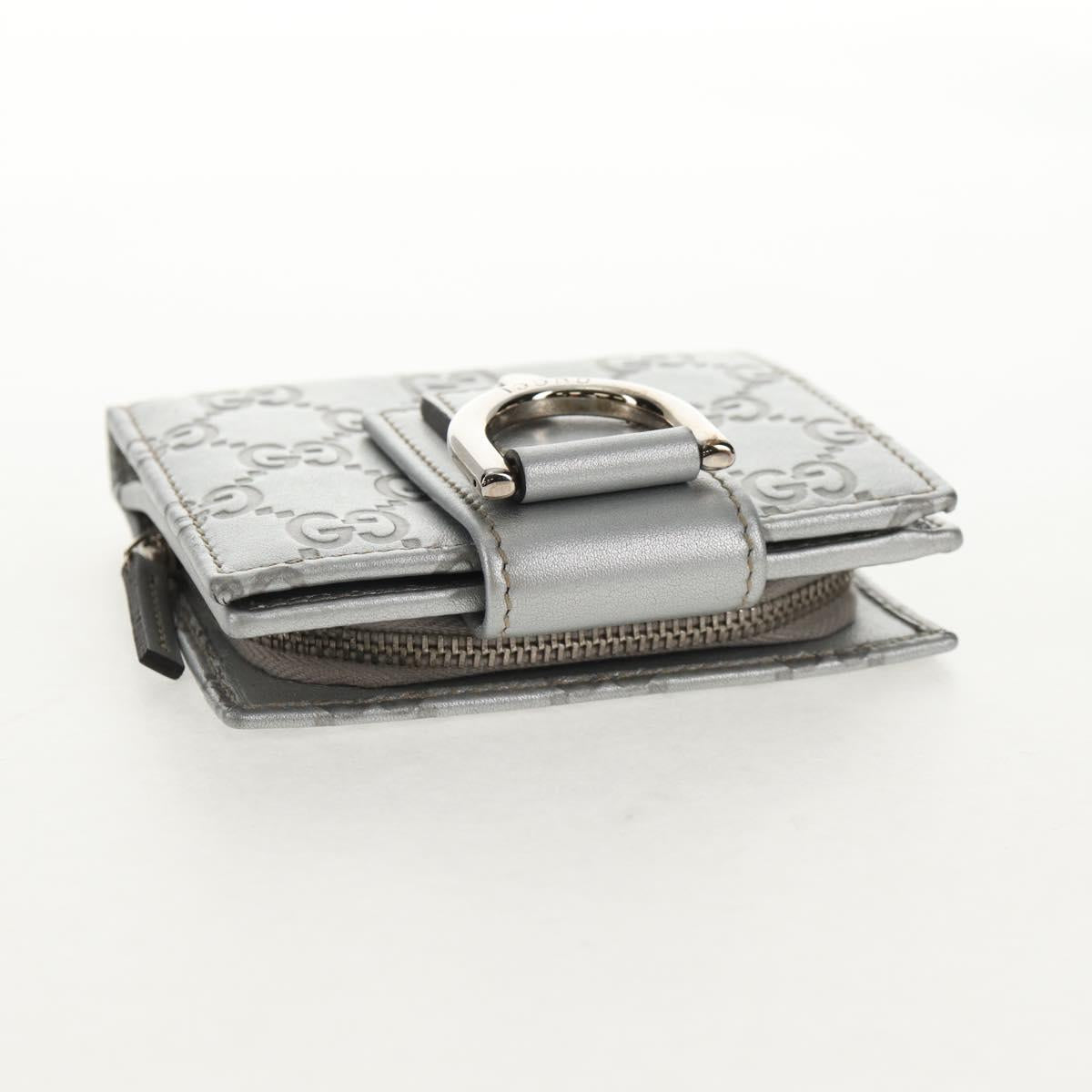 GUCCI GG Canvas Abbey Guccissima Bifold Wallet Leather Silver 154205 Auth am9314V