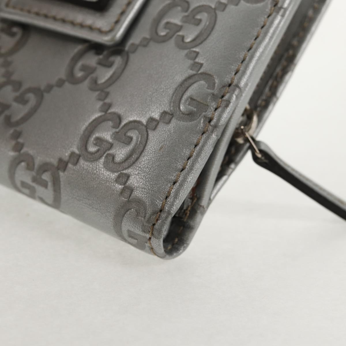 GUCCI GG Canvas Abbey Guccissima Bifold Wallet Leather Silver 154205 Auth am9314V