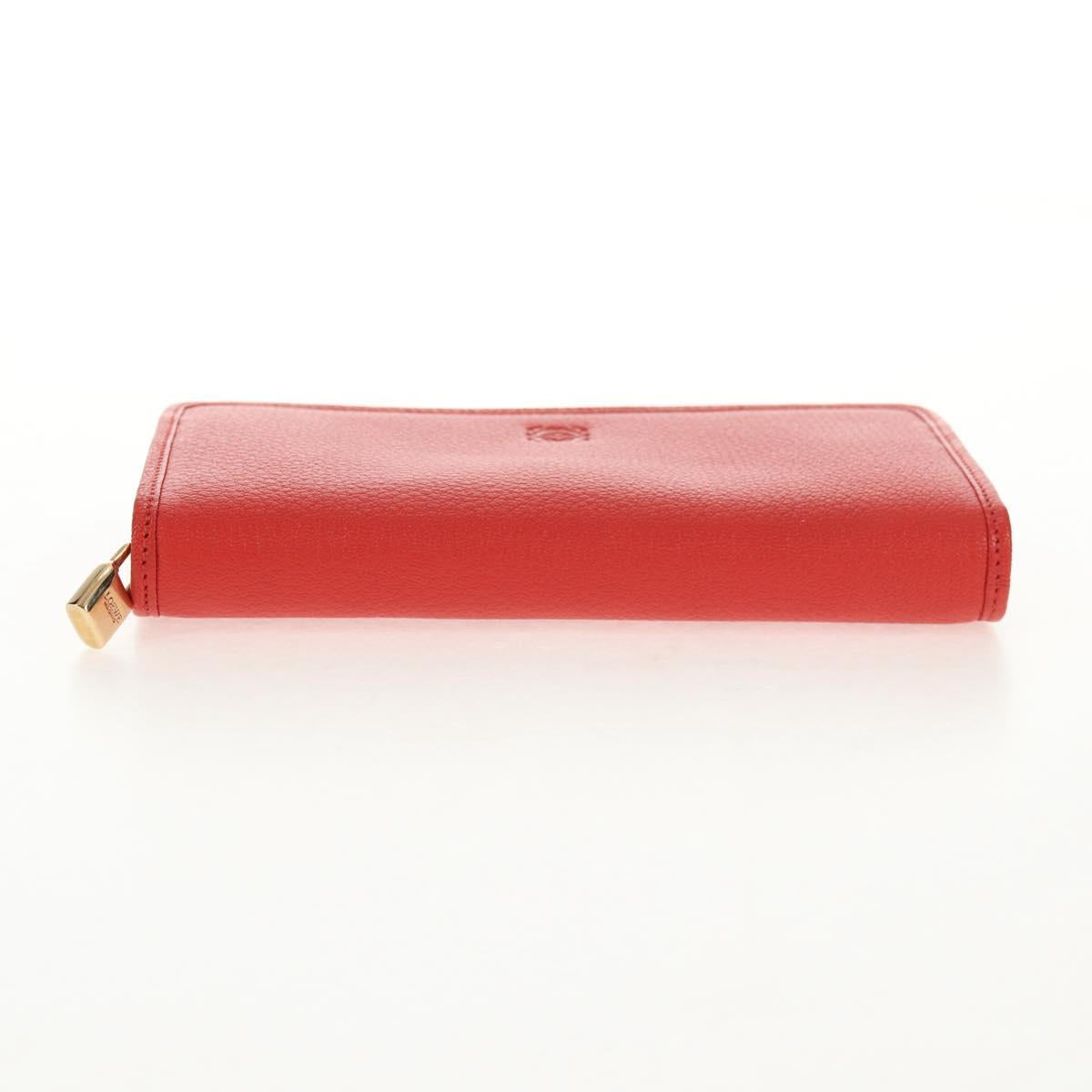 LOEWE Anagram Long Wallet Leather Red Auth am9318V
