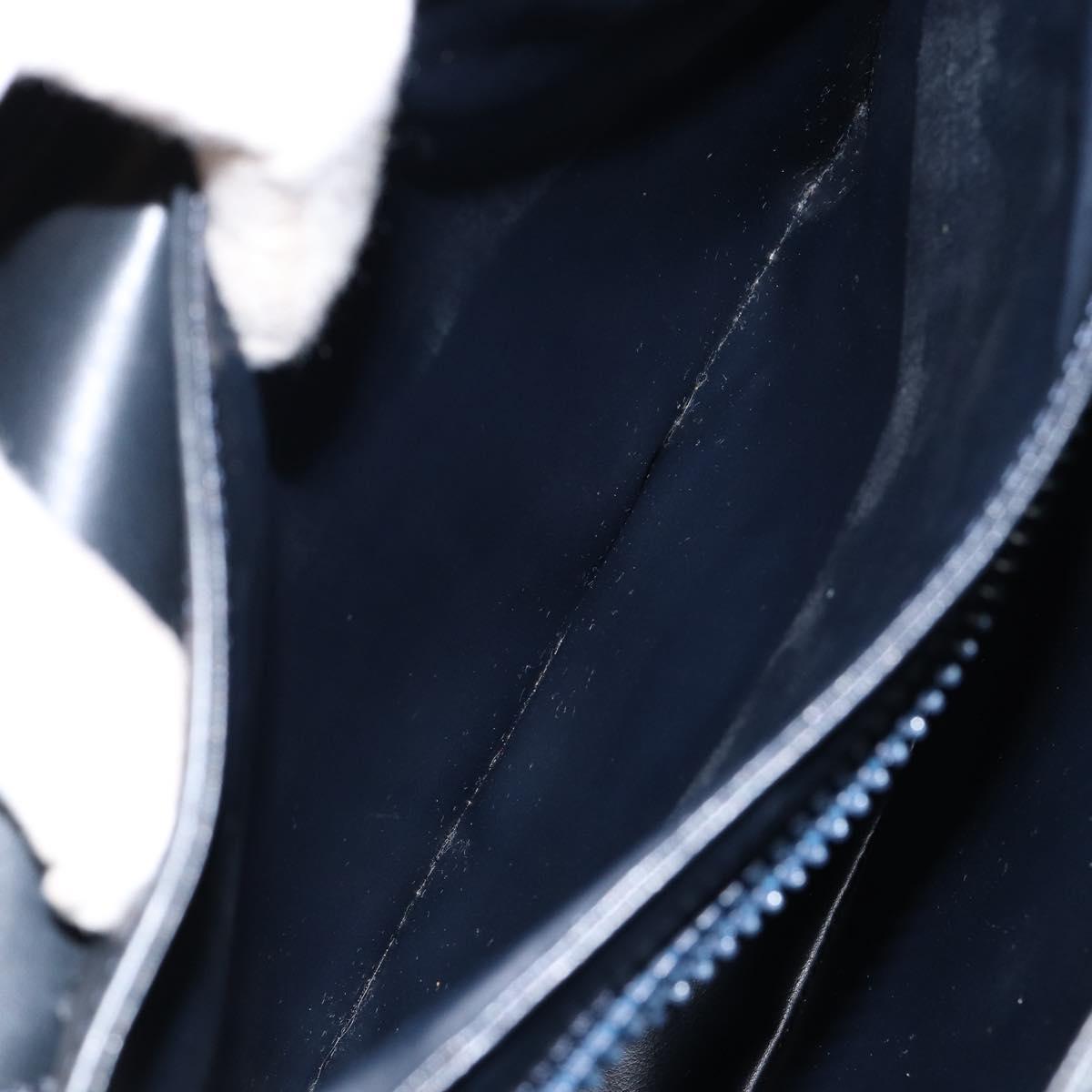 CELINE Shoulder Bag Leather Navy Gold Auth am9321