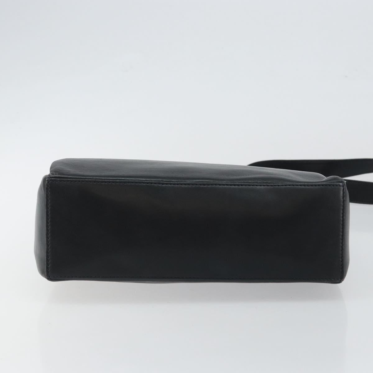 CELINE Shoulder Bag Leather Navy Gold Auth am9321