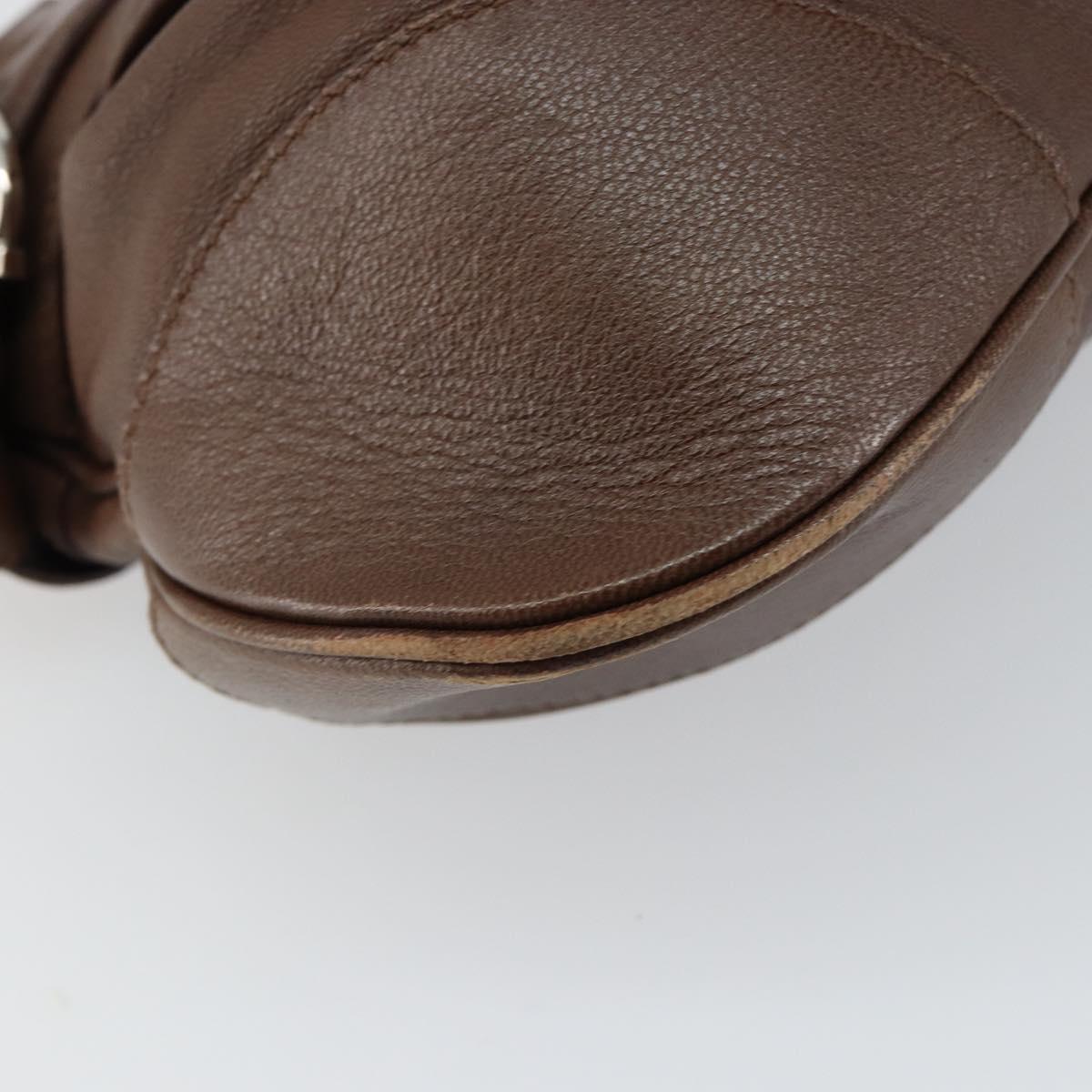 Salvatore Ferragamo Gancini Shoulder Bag Leather Brown Auth am9322