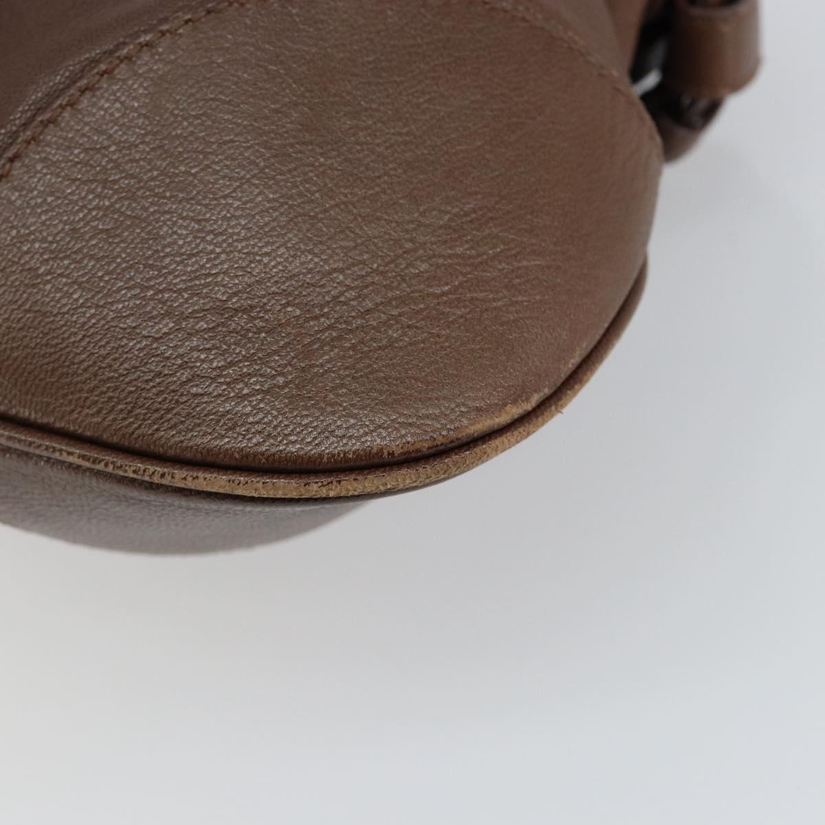 Salvatore Ferragamo Gancini Shoulder Bag Leather Brown Auth am9322