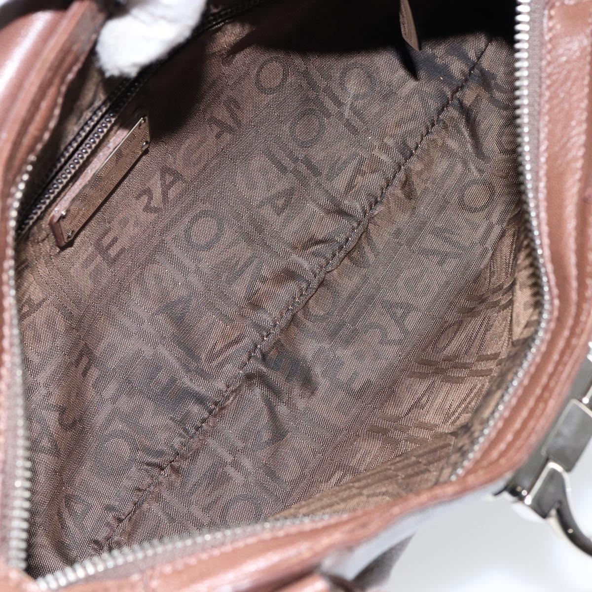 Salvatore Ferragamo Gancini Shoulder Bag Leather Brown Auth am9322