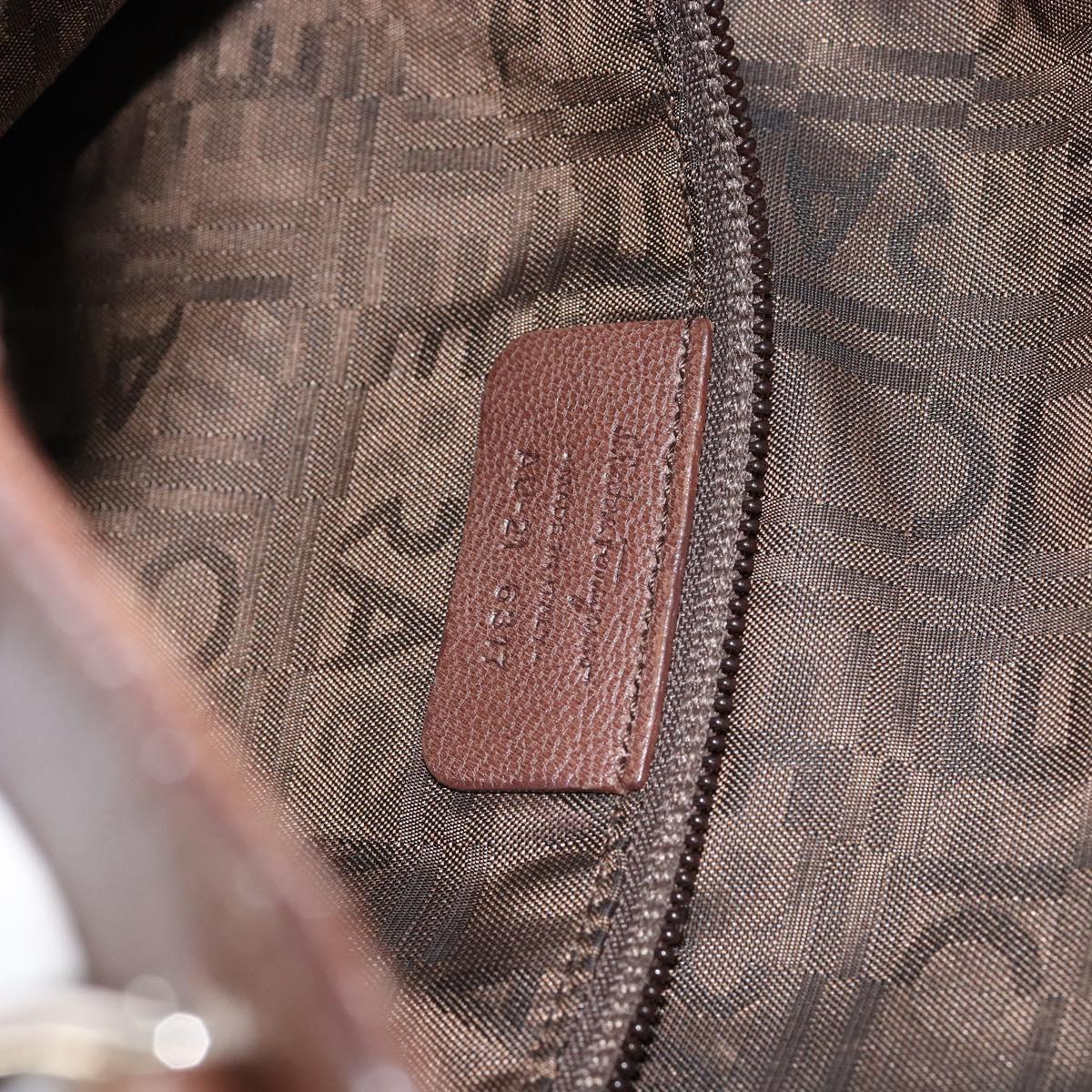 Salvatore Ferragamo Gancini Shoulder Bag Leather Brown Auth am9322