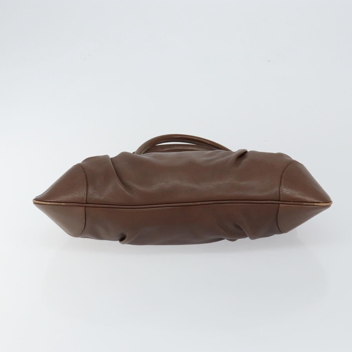 Salvatore Ferragamo Gancini Shoulder Bag Leather Brown Auth am9322