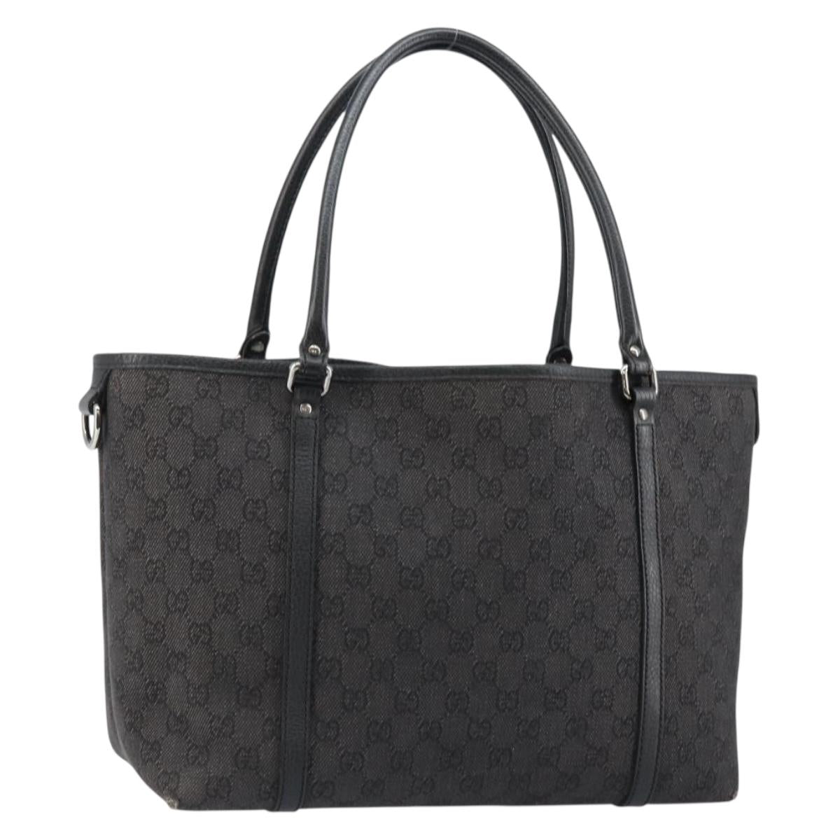GUCCI GG Canvas Tote Bag Outlet Black Silver 265695 Auth am9324