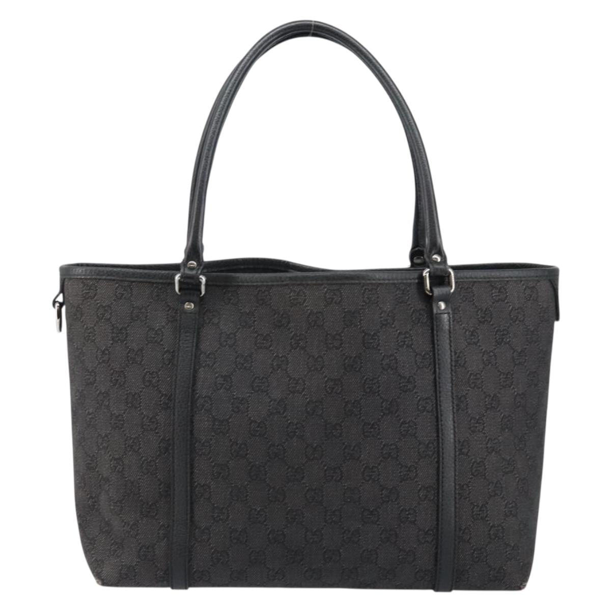 GUCCI GG Canvas Tote Bag Outlet Black Silver 265695 Auth am9324