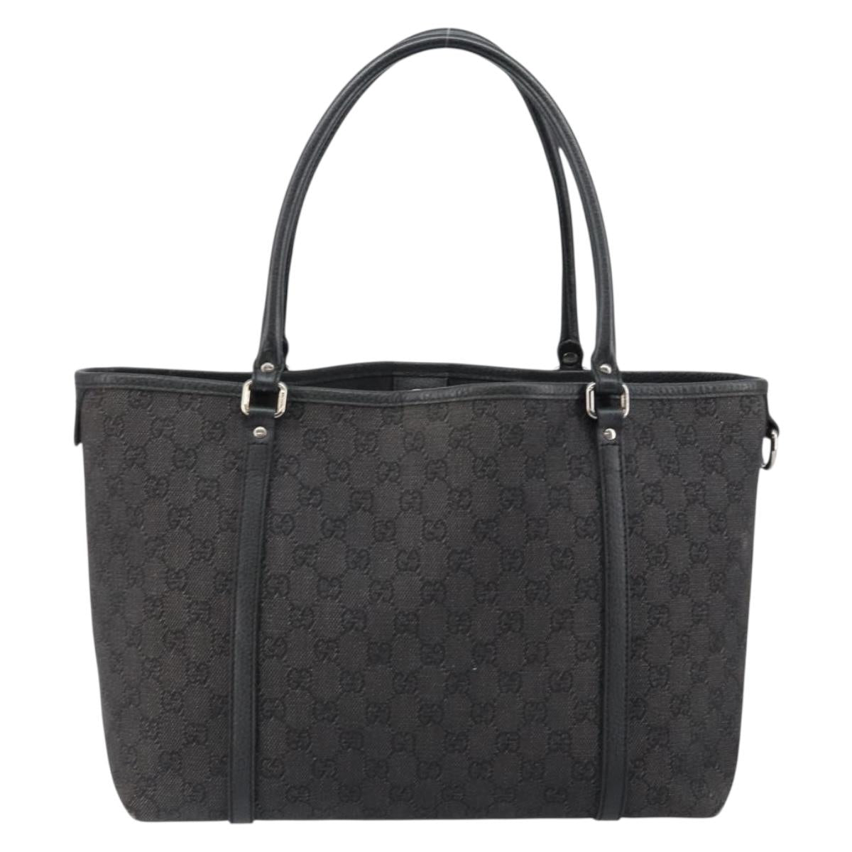 GUCCI GG Canvas Tote Bag Outlet Black Silver 265695 Auth am9324