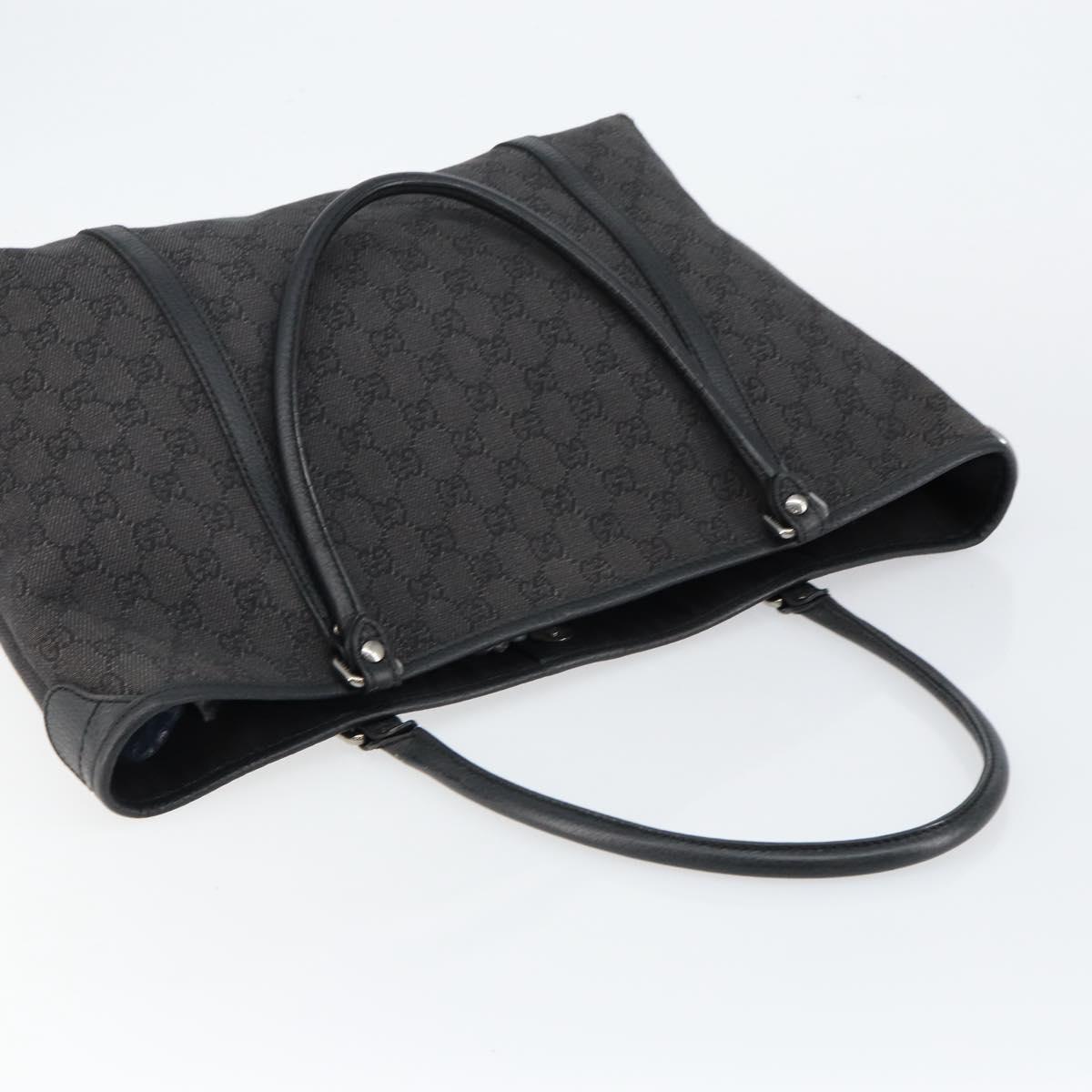 GUCCI GG Canvas Tote Bag Outlet Black Silver 265695 Auth am9324