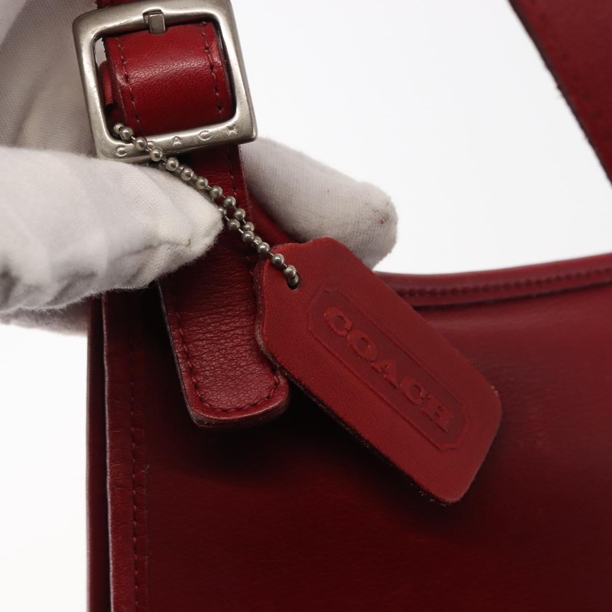 Coach Shoulder Bag Leather Red Auth am9326