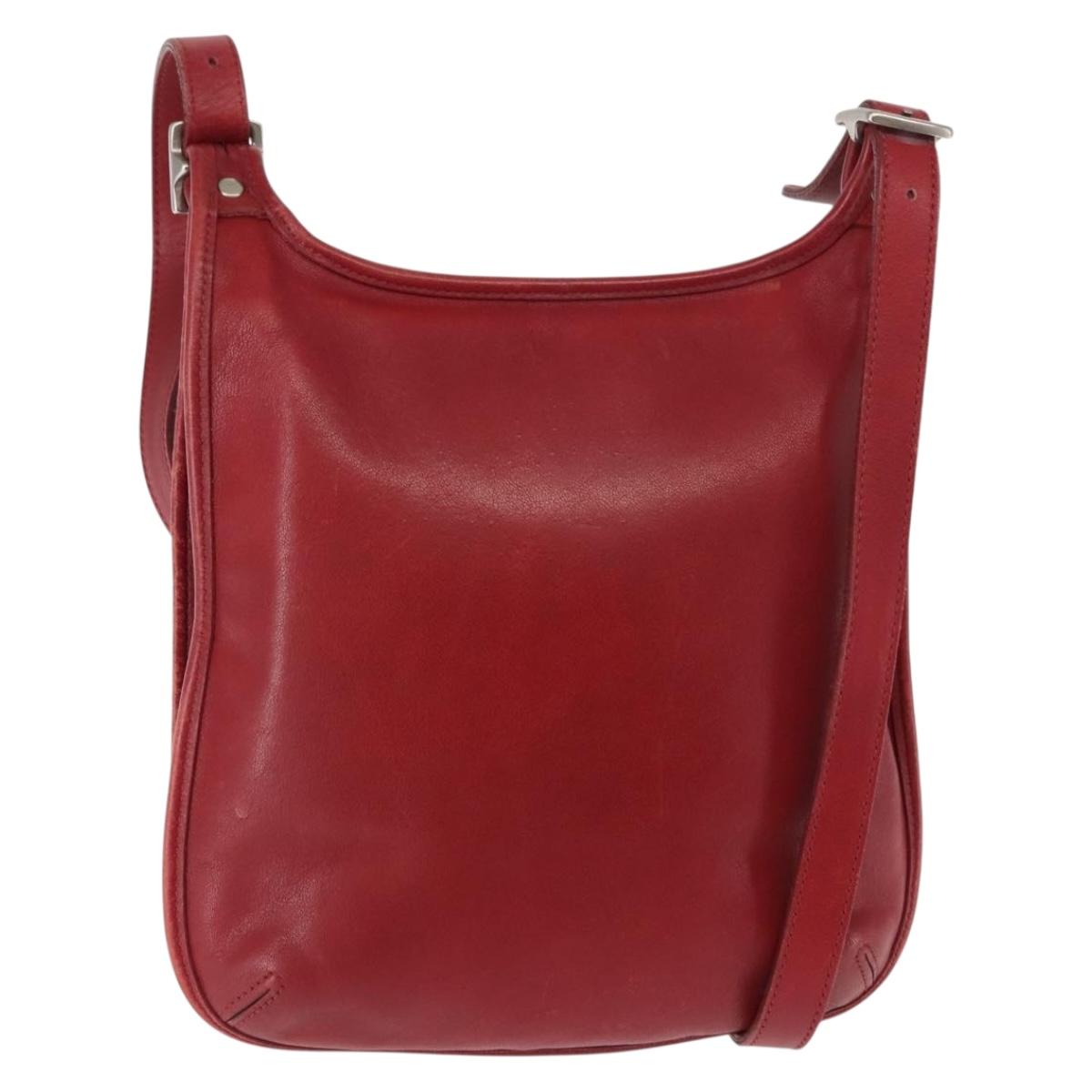 Coach Shoulder Bag Leather Red Auth am9326