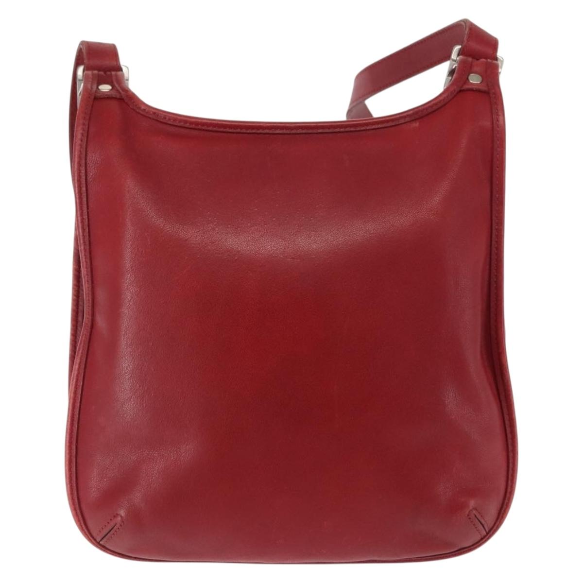 Coach Shoulder Bag Leather Red Auth am9326