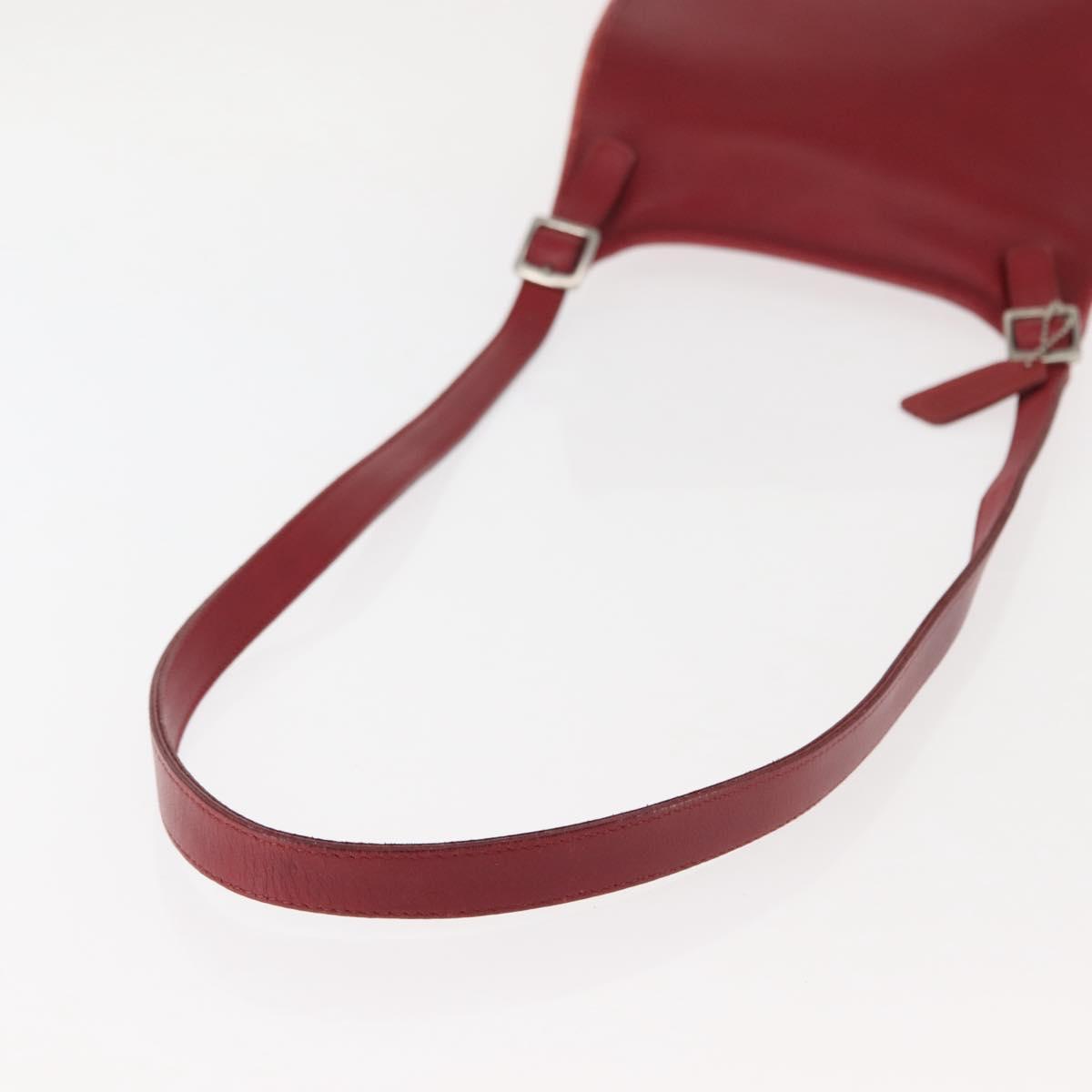 Coach Shoulder Bag Leather Red Auth am9326