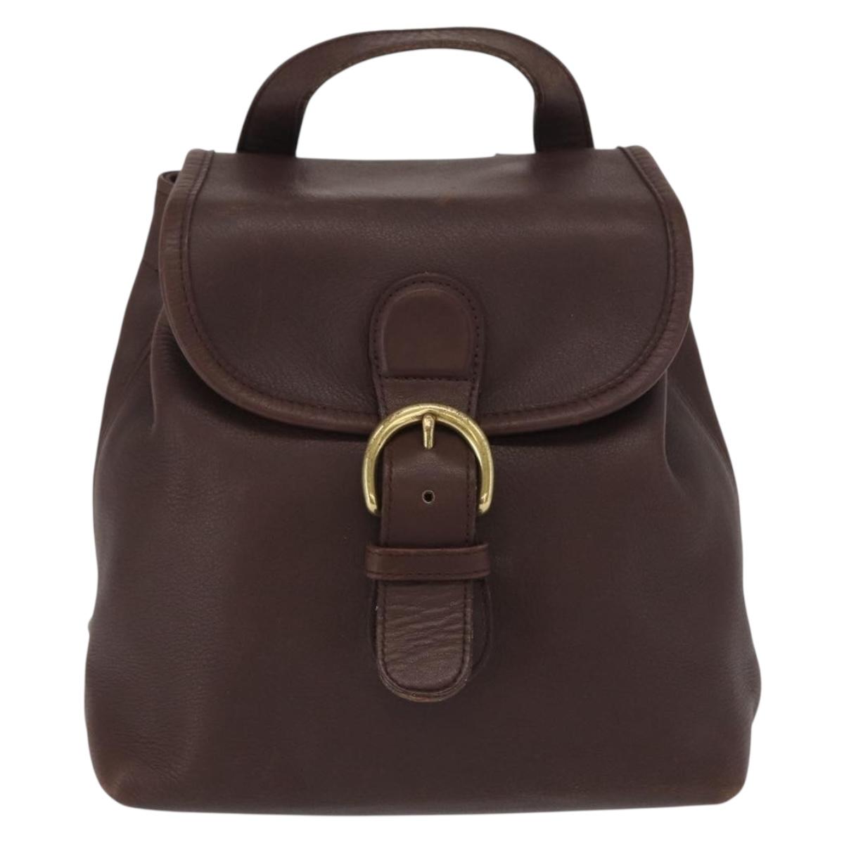 Coach Backpack Leather Brown Gold Auth am9327