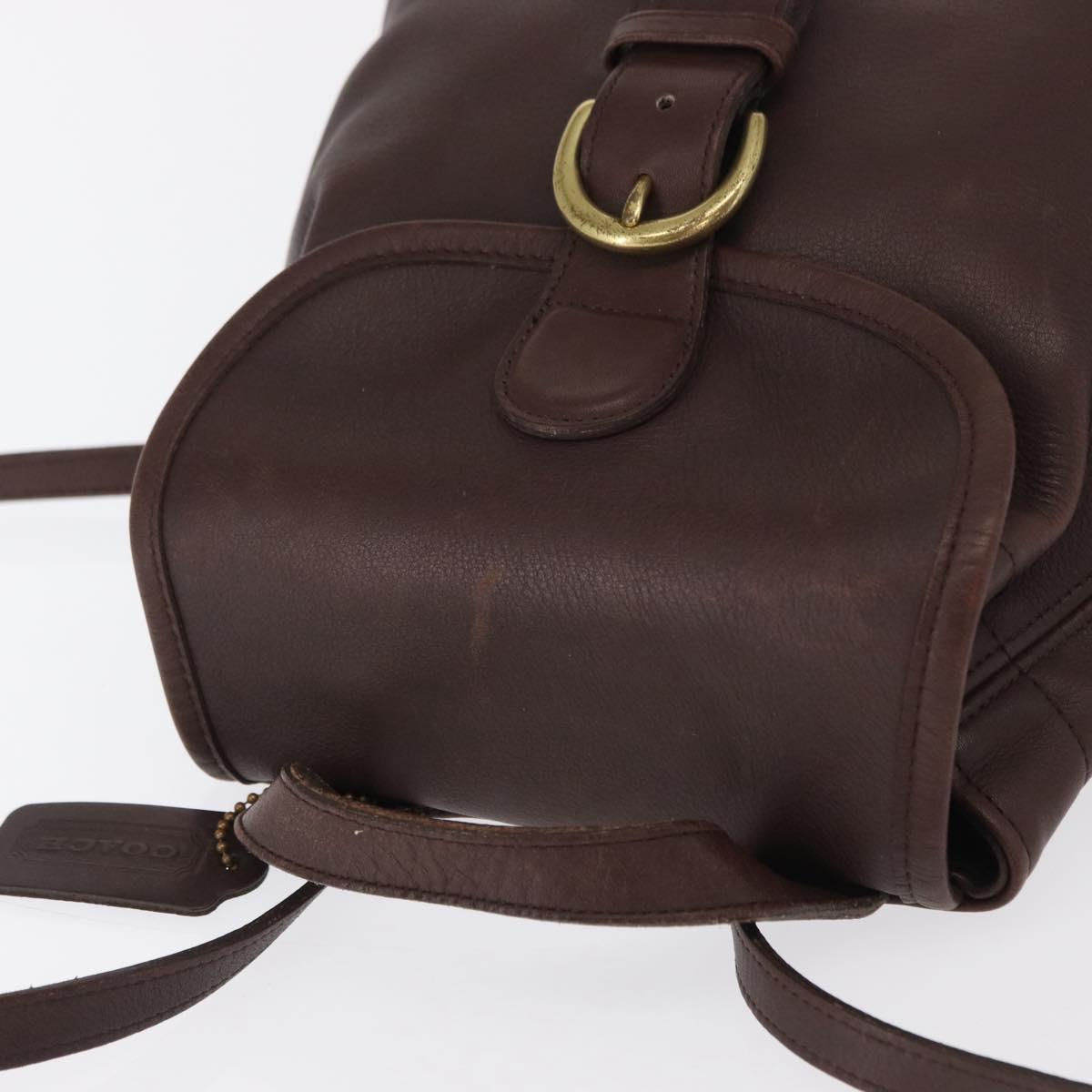 Coach Backpack Leather Brown Gold Auth am9327