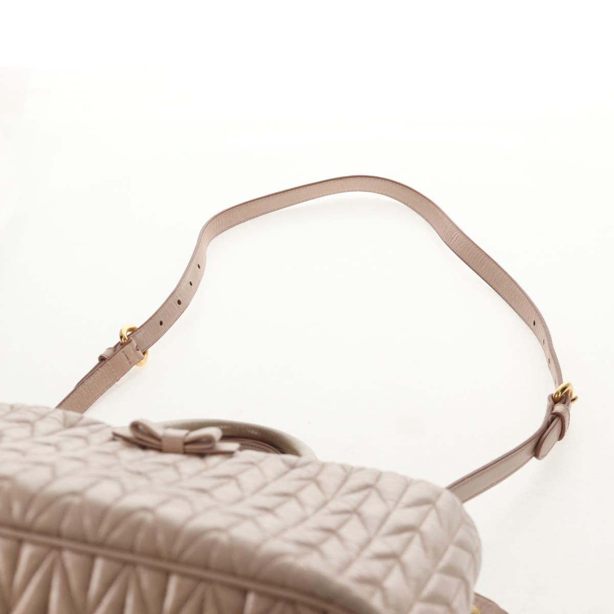 Miu Miu Hand Bag Leather 2way Gold pink beige Auth am9331V