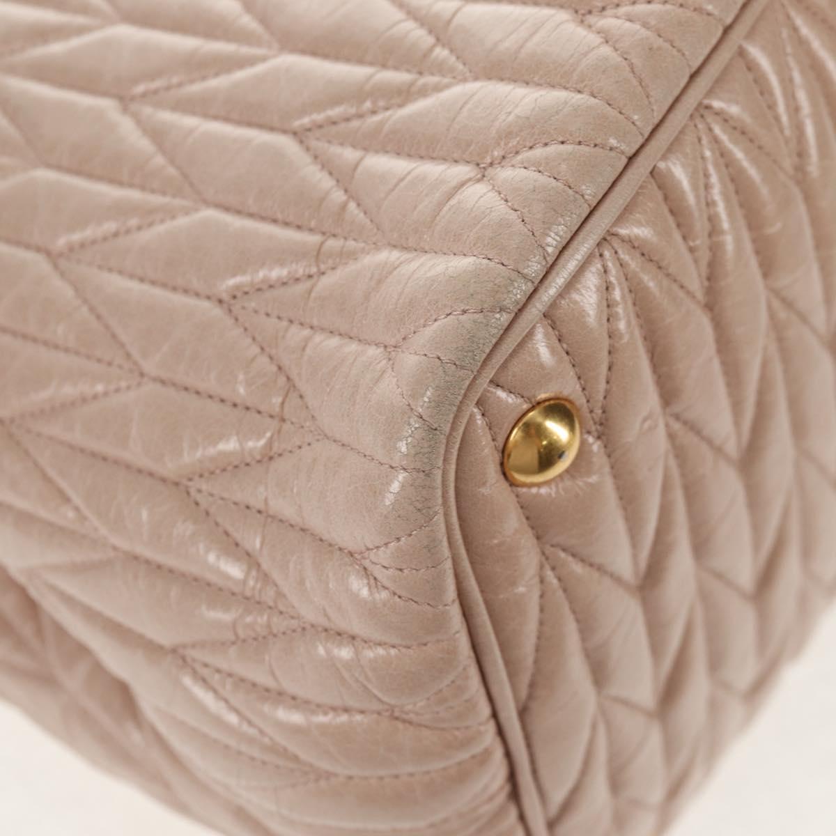 Miu Miu Hand Bag Leather 2way Gold pink beige Auth am9331V