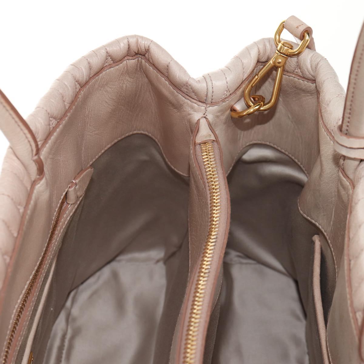 Miu Miu Hand Bag Leather 2way Gold pink beige Auth am9331V