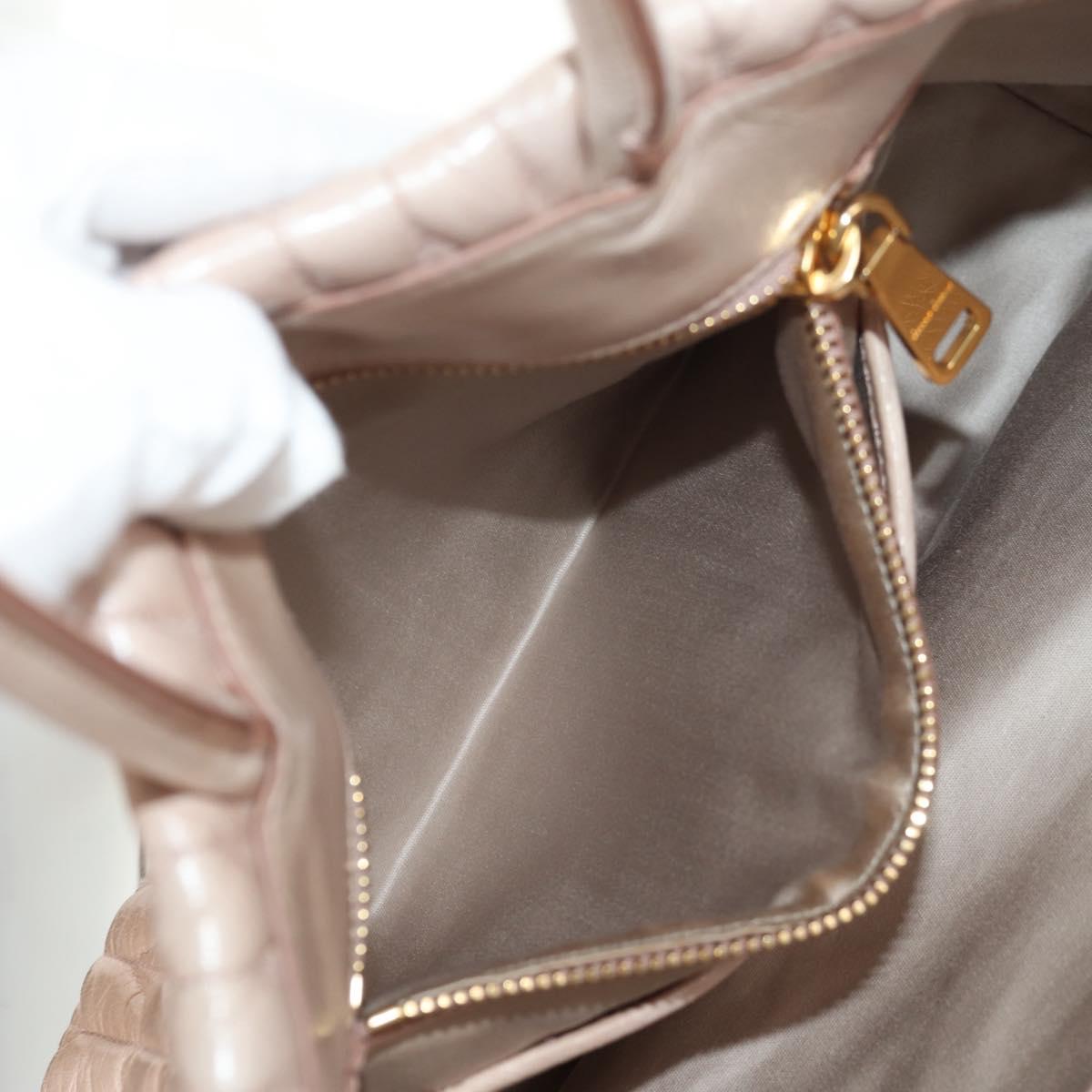Miu Miu Hand Bag Leather 2way Gold pink beige Auth am9331V