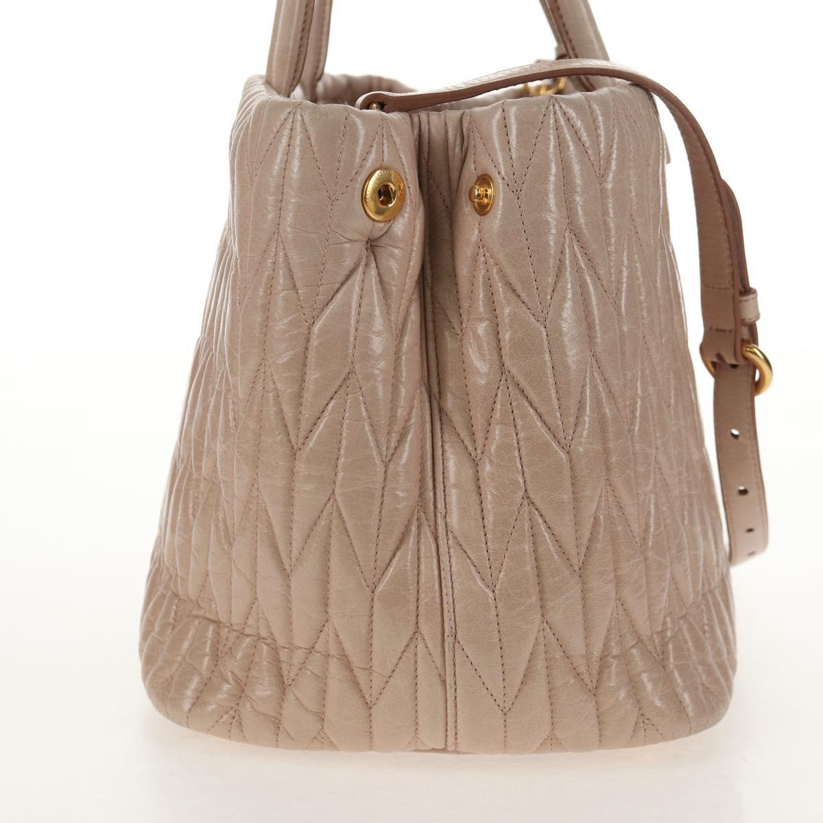 Miu Miu Hand Bag Leather 2way Gold pink beige Auth am9331V