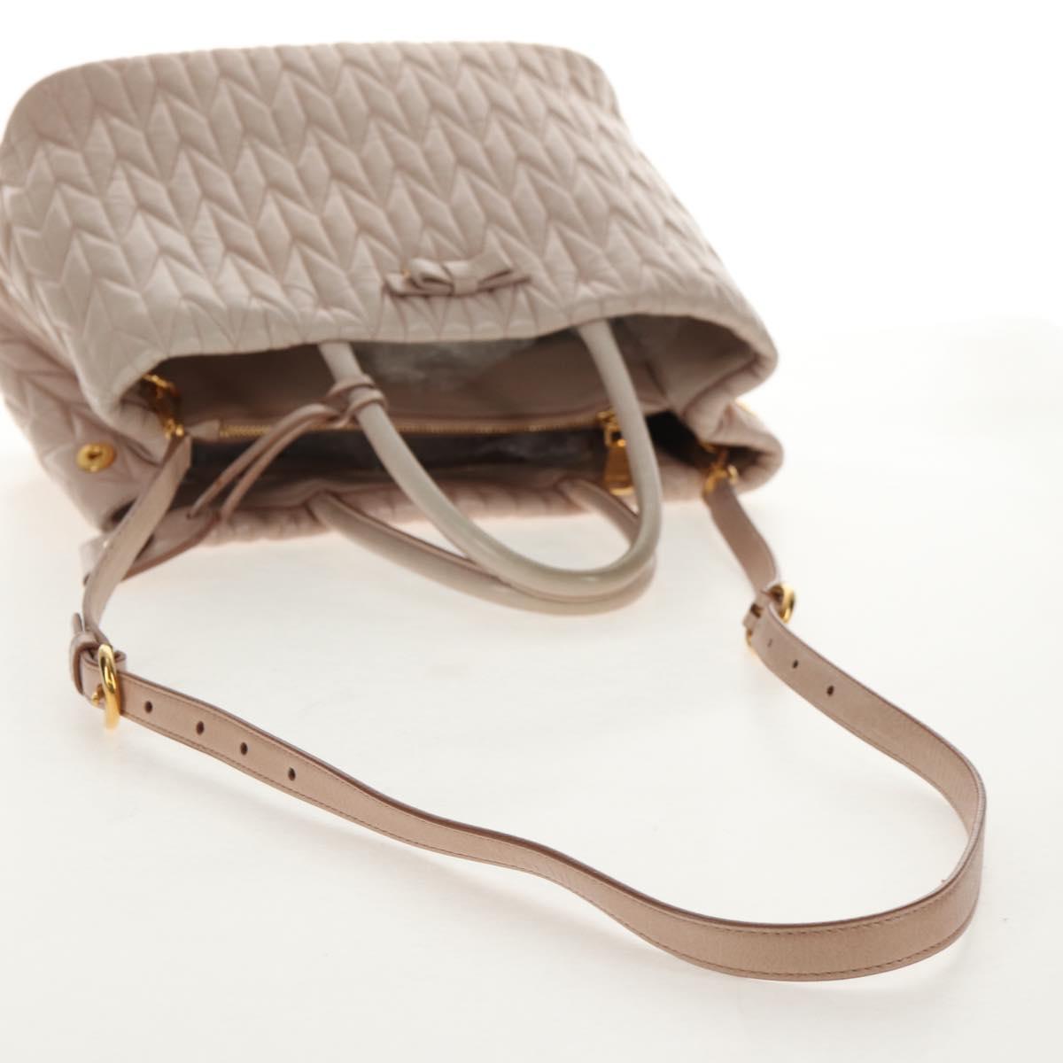 Miu Miu Hand Bag Leather 2way Gold pink beige Auth am9331V