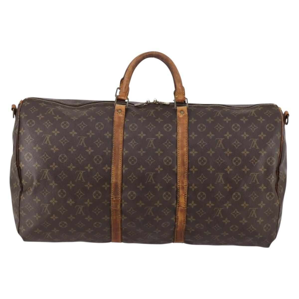 LOUIS VUITTON Monogram Keepall Bandouliere 60 Boston Bag M41412 LV Auth am9333
