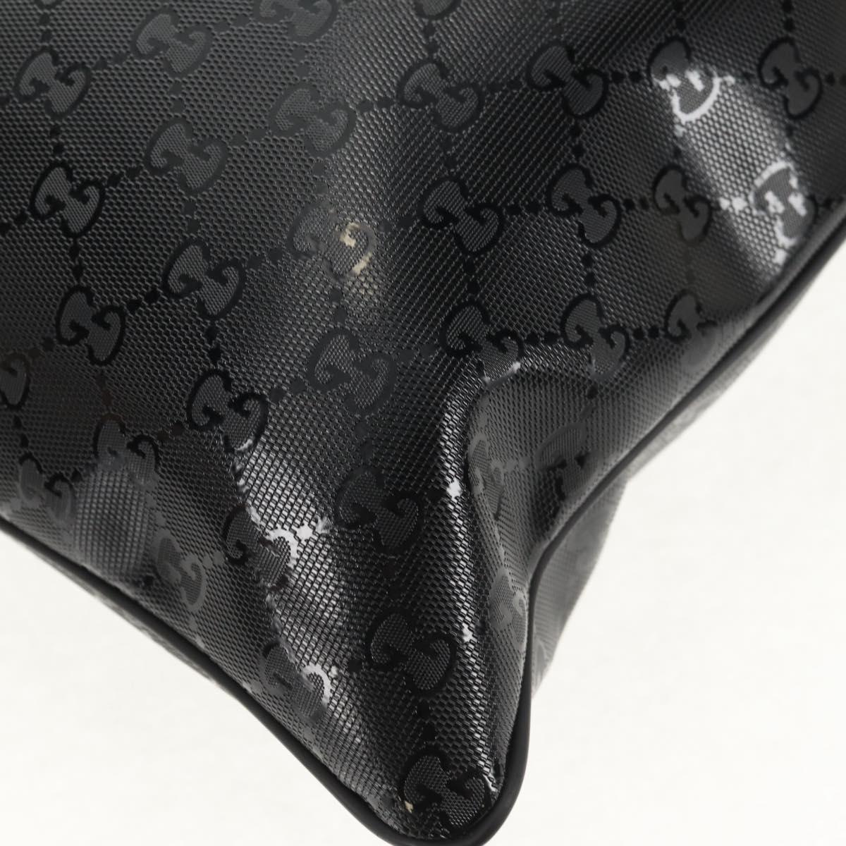 GUCCI GG implementation Shoulder Bag PVC Black Silver 201446 Auth am9344V