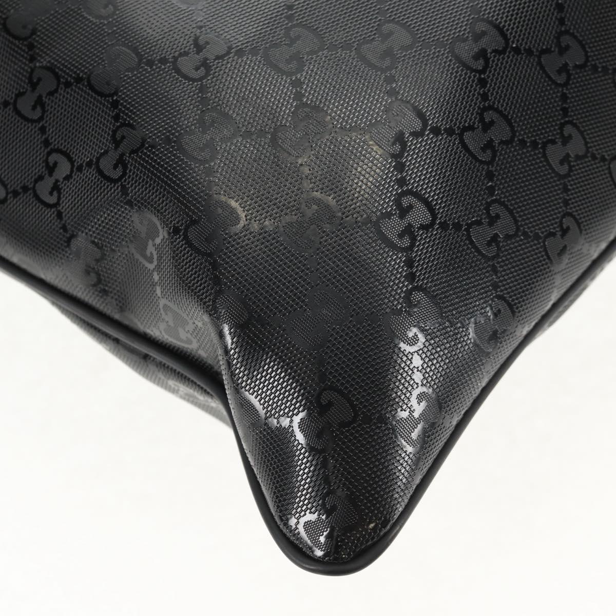 GUCCI GG implementation Shoulder Bag PVC Black Silver 201446 Auth am9344V