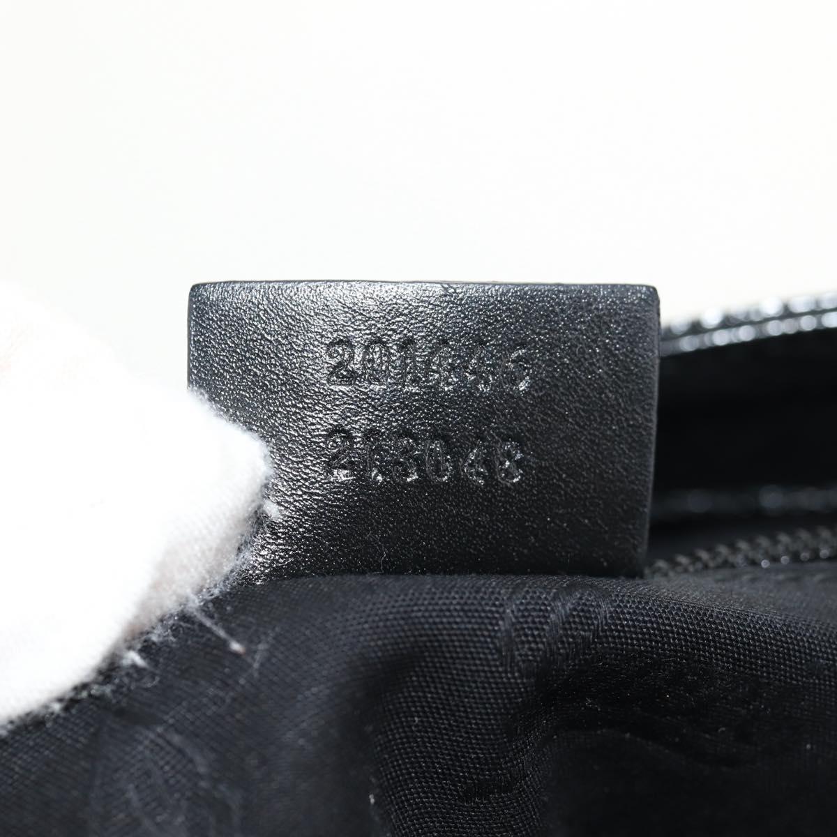 GUCCI GG implementation Shoulder Bag PVC Black Silver 201446 Auth am9344V