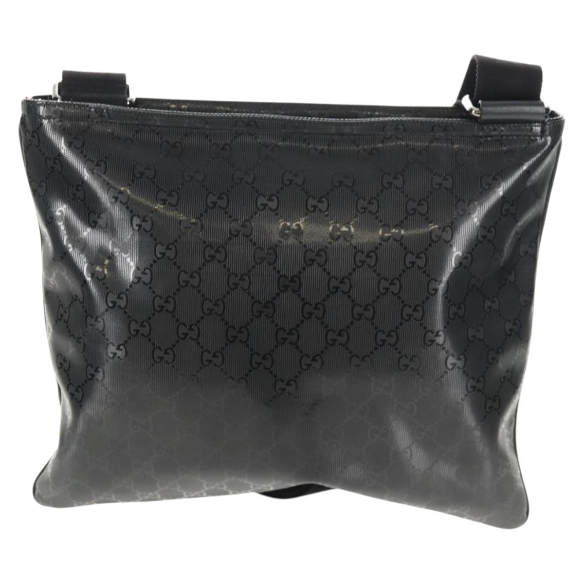 GUCCI GG implementation Shoulder Bag PVC Black Silver 201446 Auth am9344V