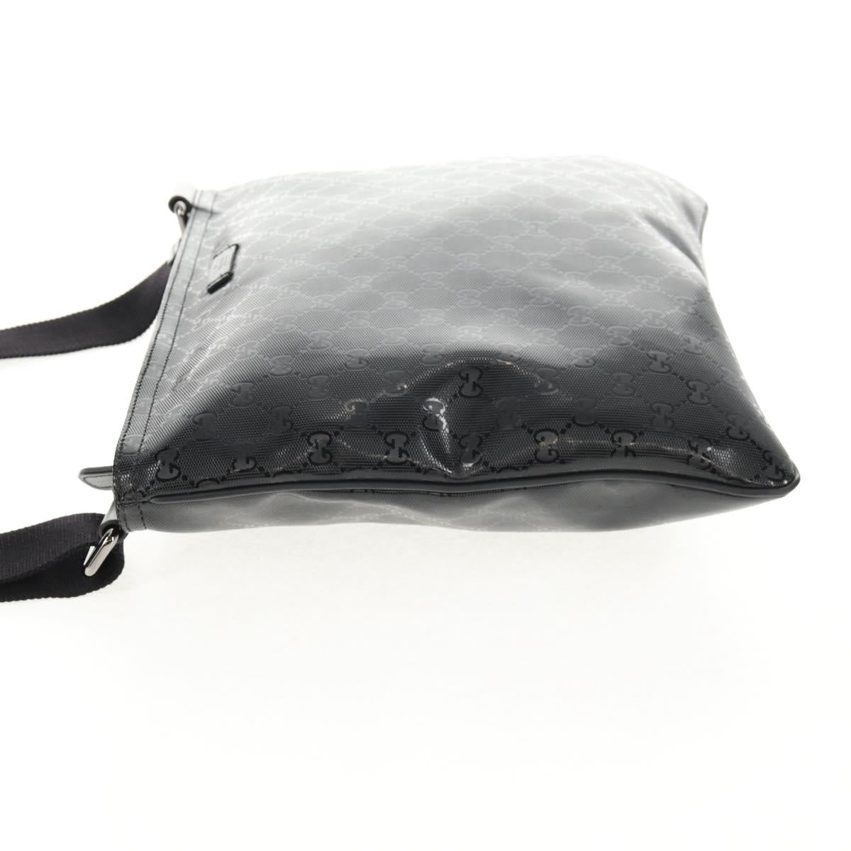 GUCCI GG implementation Shoulder Bag PVC Black Silver 201446 Auth am9344V