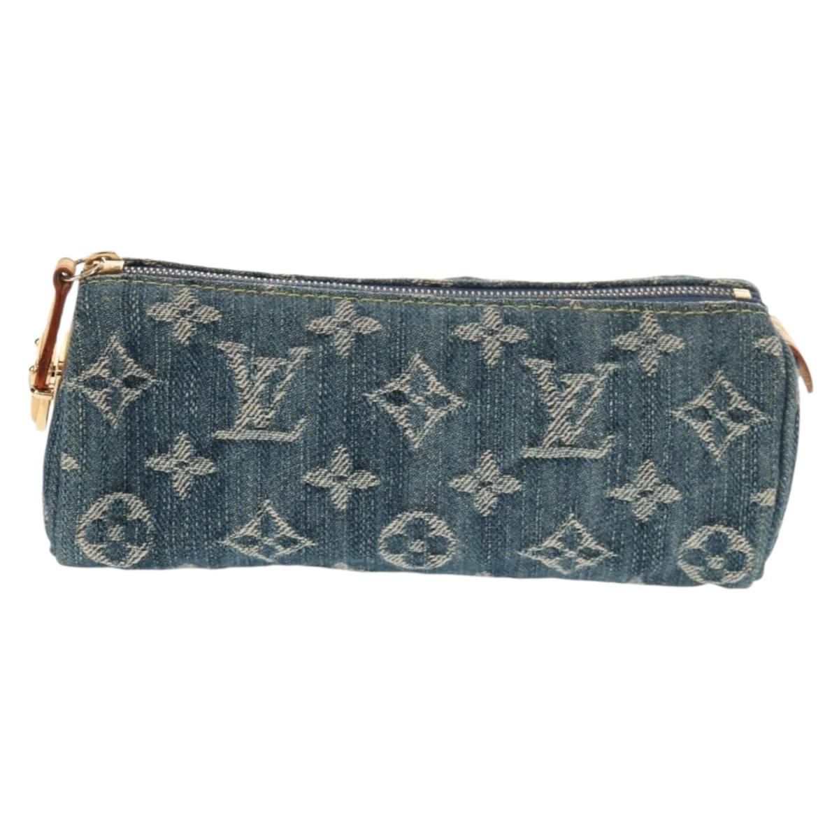 LOUIS VUITTON Monogram Denim Trousse Speedy GM Pouch Blue M95081 LV Auth am9350V