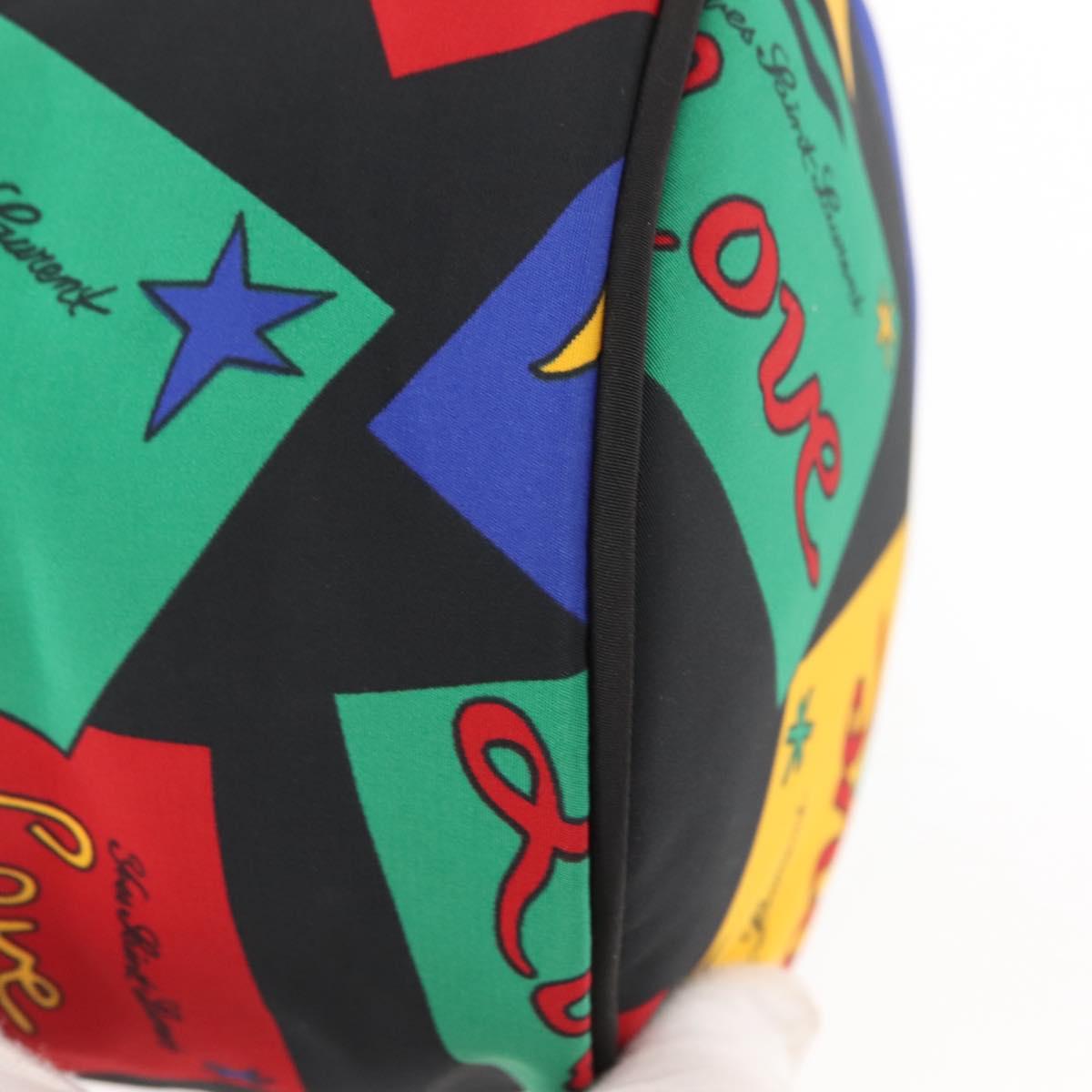 SAINT LAURENT Vanity Pouch Nylon Black Gold Auth am9351