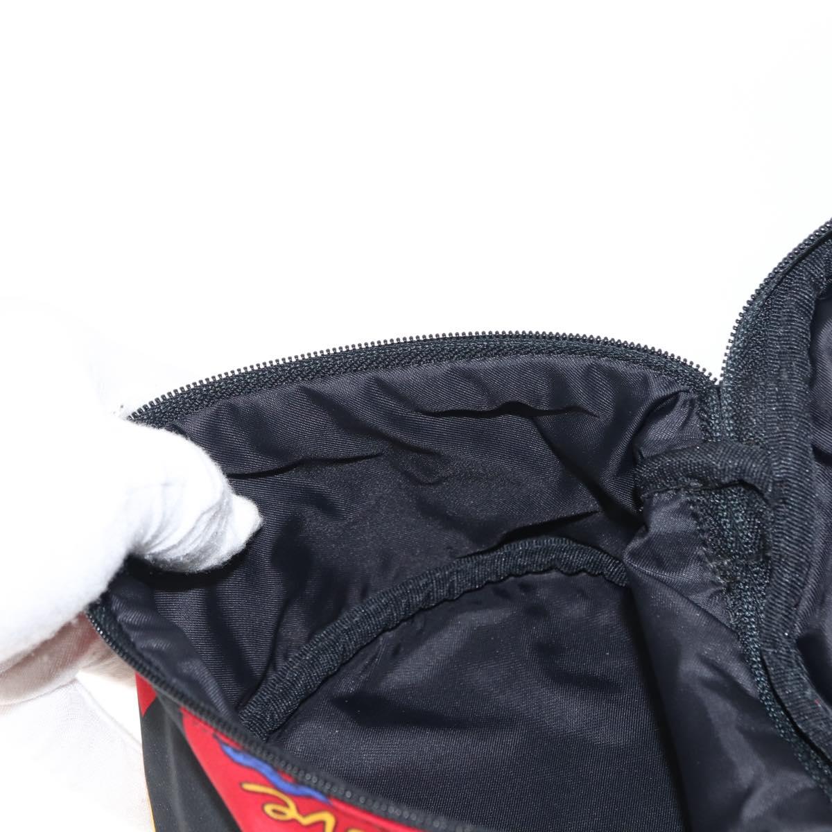 SAINT LAURENT Vanity Pouch Nylon Black Gold Auth am9351