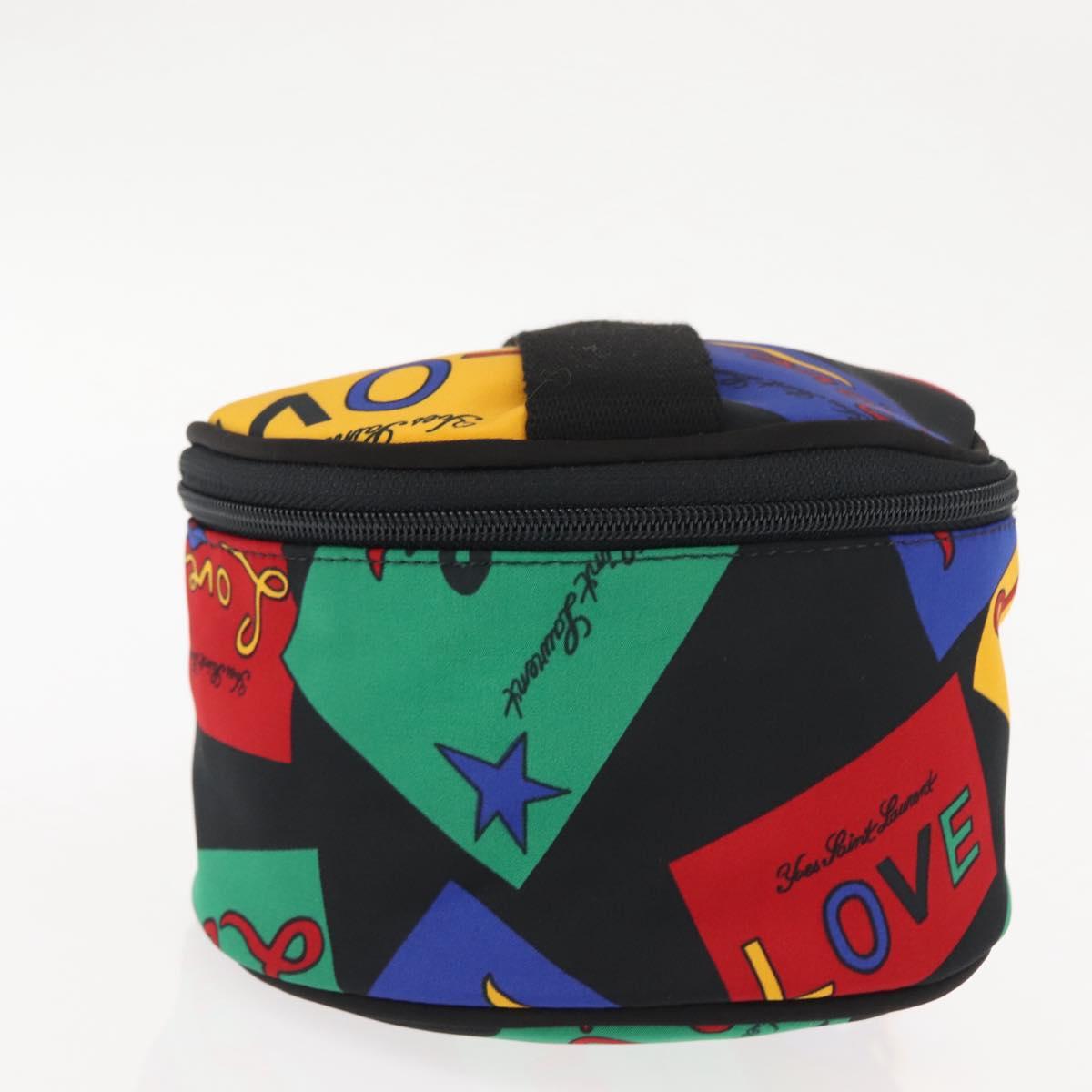 SAINT LAURENT Vanity Pouch Nylon Black Gold Auth am9351