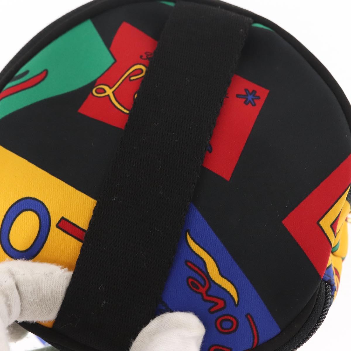 SAINT LAURENT Vanity Pouch Nylon Black Gold Auth am9351