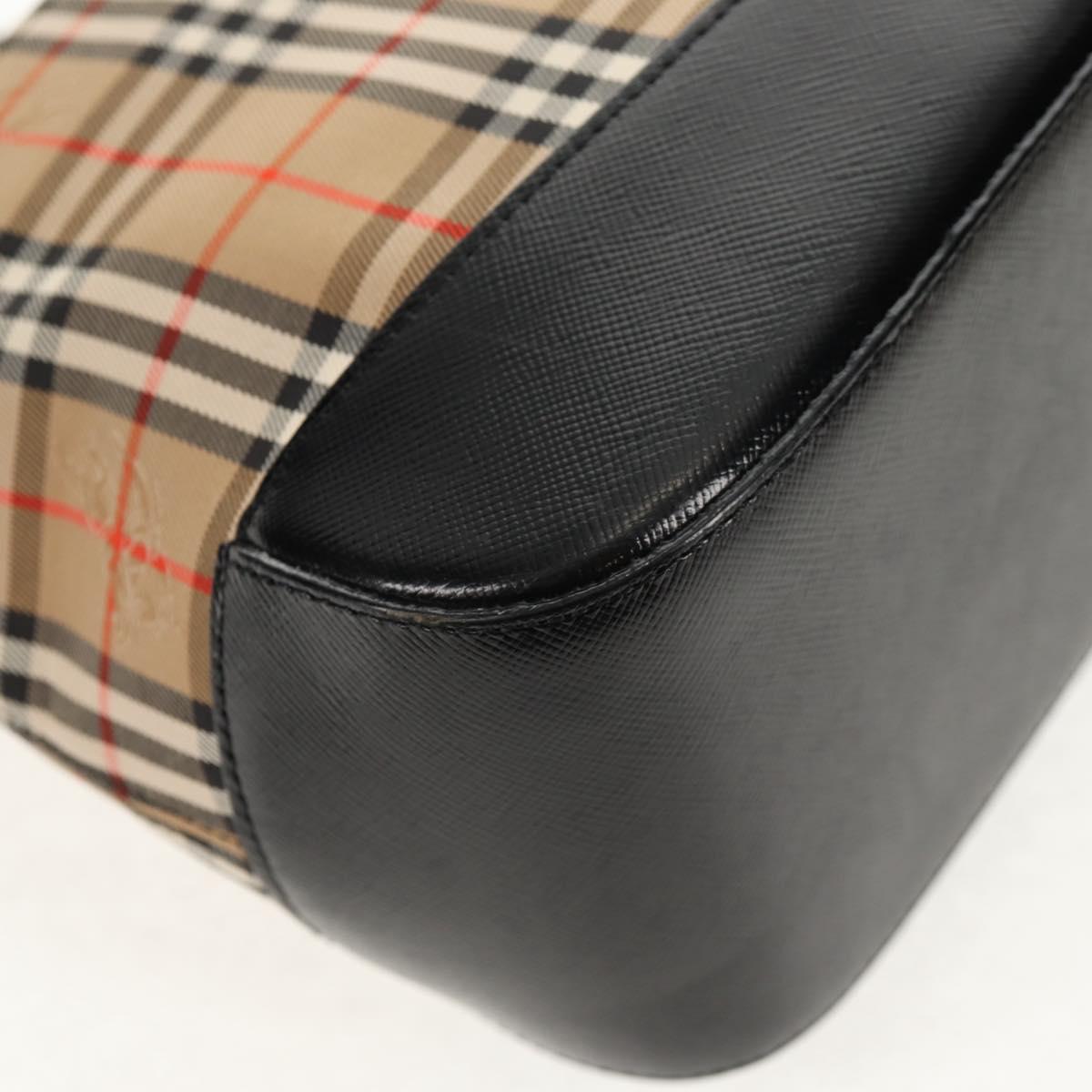 BURBERRY Nova Check Hand Bag Canvas Beige Gold Auth am9352V