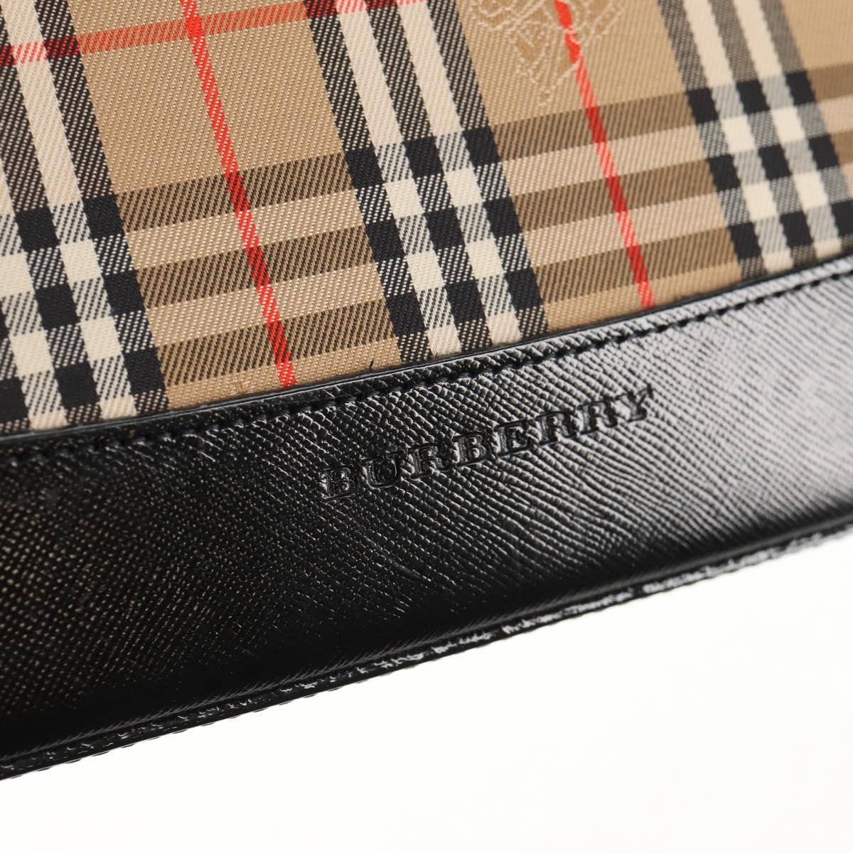 BURBERRY Nova Check Hand Bag Canvas Beige Gold Auth am9352V