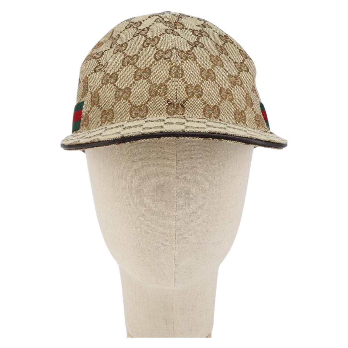 GUCCI GG Canvas baseball Cap M Beige Red Green 200035 Auth am9353