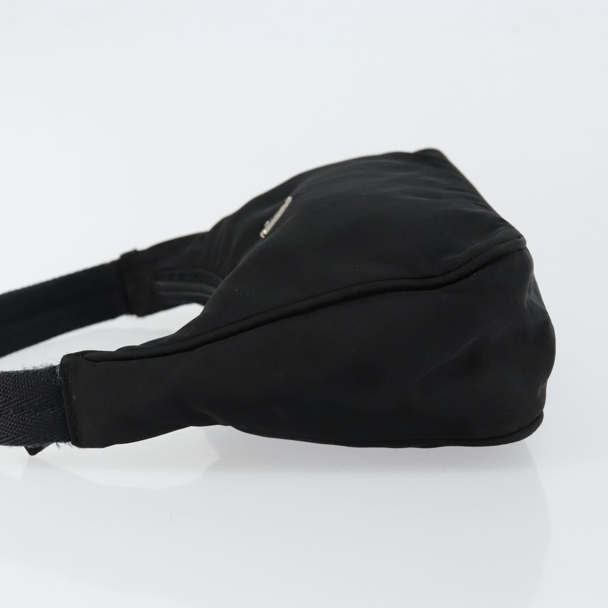 PRADA Hand Bag Nylon Black Silver Auth am9354