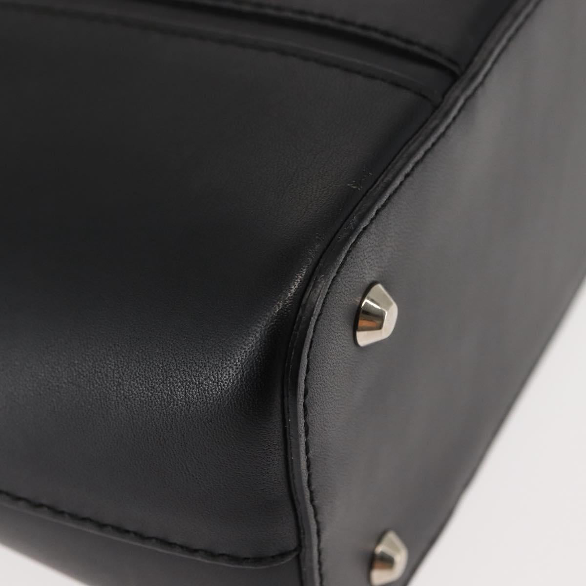 BURBERRY Hand Bag Leather Black Silver Auth am9355