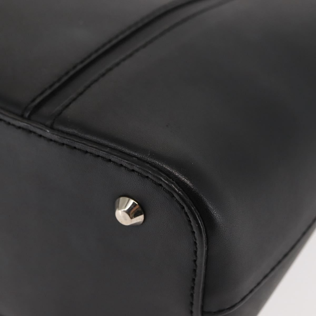 BURBERRY Hand Bag Leather Black Silver Auth am9355