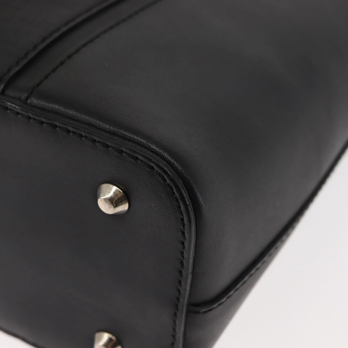 BURBERRY Hand Bag Leather Black Silver Auth am9355