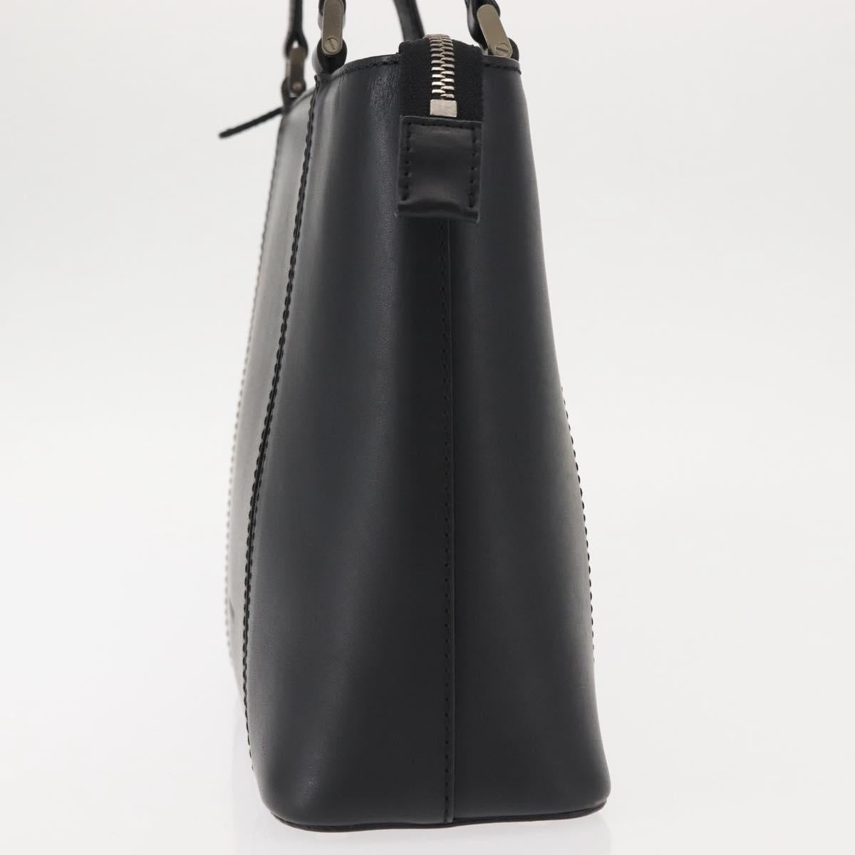 BURBERRY Hand Bag Leather Black Silver Auth am9355