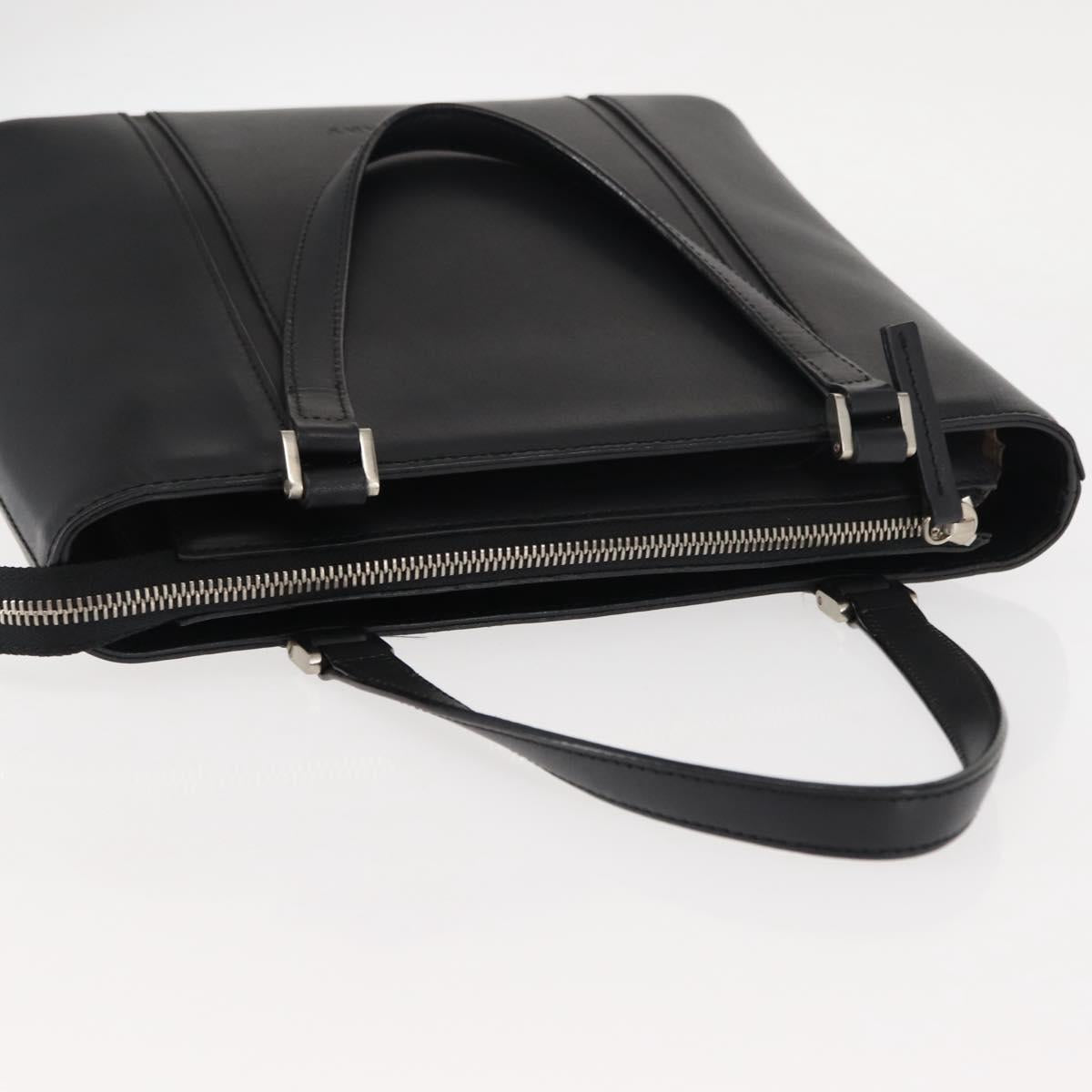BURBERRY Hand Bag Leather Black Silver Auth am9355