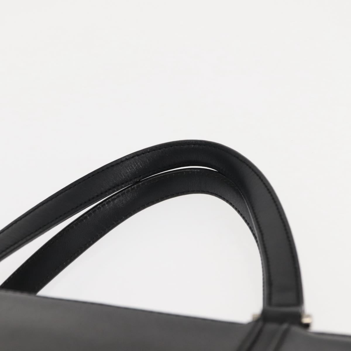 BURBERRY Hand Bag Leather Black Silver Auth am9355