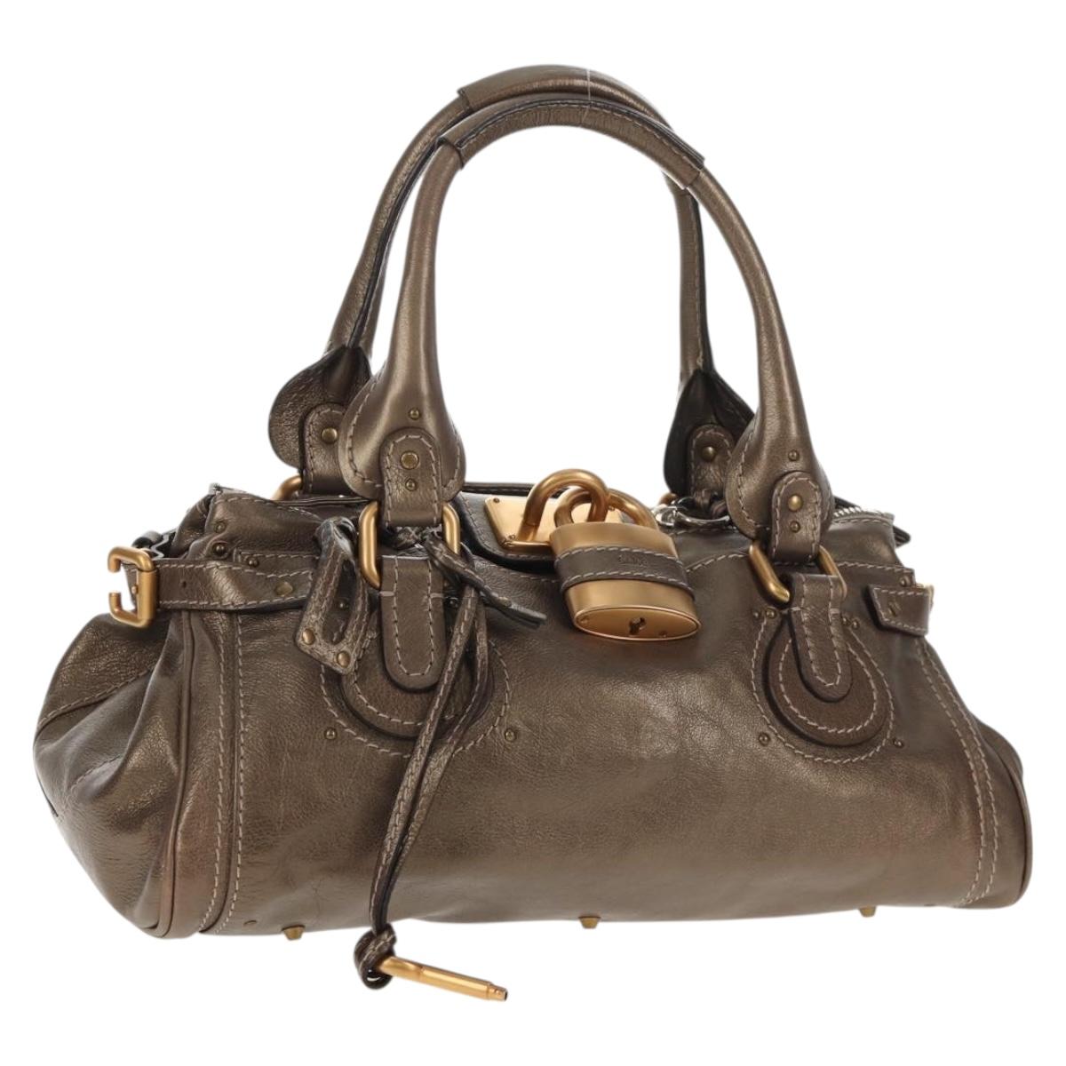 Chloe Paddington Shoulder Bag Leather Gold Tone Auth am9357V