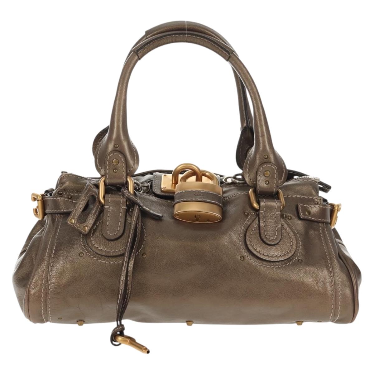 Chloe Paddington Shoulder Bag Leather Gold Tone Auth am9357V