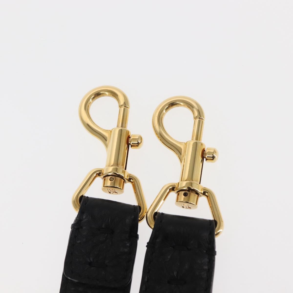 FENDI Monster Studs Shoulder Strap Leather 31.5""-39.4"" Black Gold Auth am9364